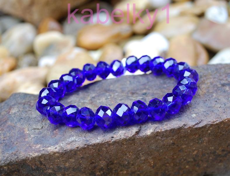 Náramok modrý brúsené sklo s leskom