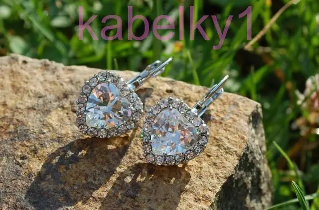 Náušnice srdiečka strieborný podklad brúsené sklo 