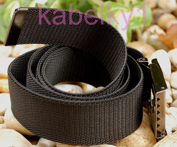 Opasok unisex čierny látkový pružný šedé kovanie