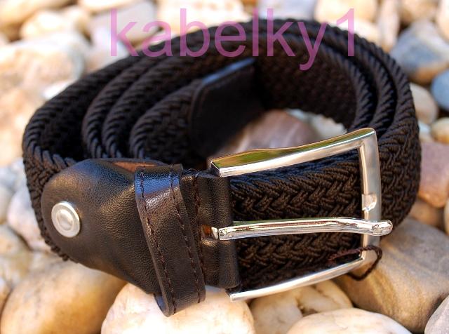 Opasok unisex čierny pletený pružný šedé kovanie