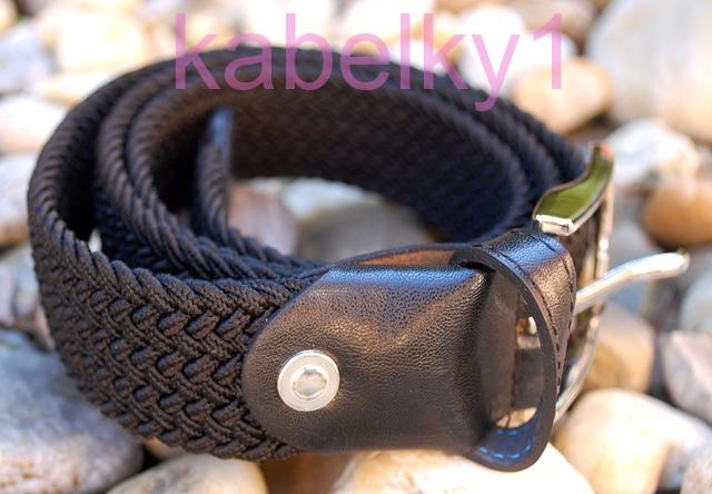 Opasok unisex čierny pletený pružný šedé kovanie