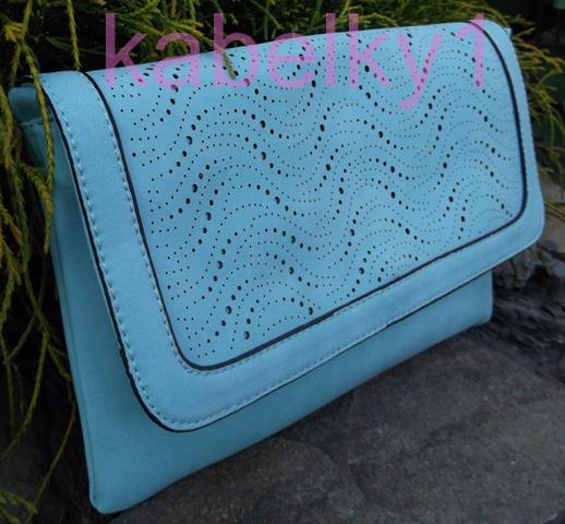 Kabelka listová mentolová mint perforovaná preklápačka 