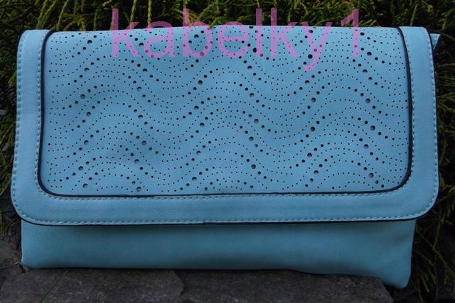 Kabelka listová mentolová mint perforovaná preklápačka 