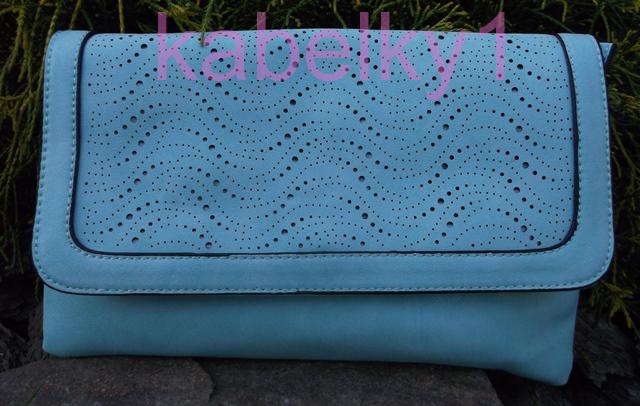 Kabelka listová mentolová mint perforovaná preklápačka 