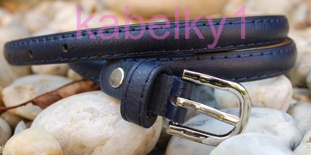 Opasok modrý tmavý tenký strieborna pracka ekokoža