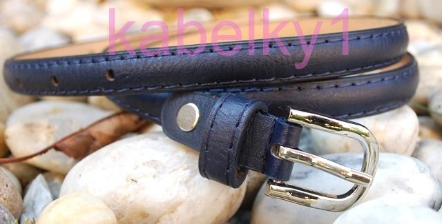 Opasok modrý tmavý tenký strieborna pracka ekokoža