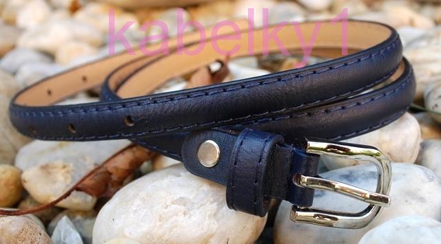 Opasok modrý tmavý tenký strieborna pracka ekokoža