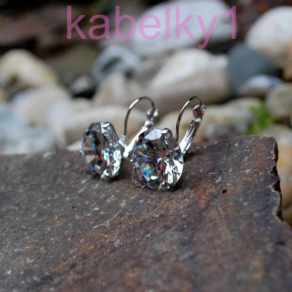 Náušnice strieborné brúsené sklo