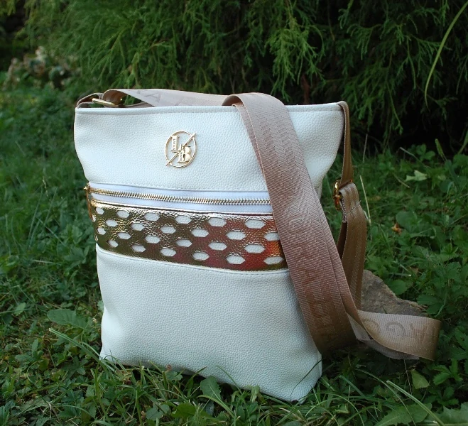 Kabelka biela zlatá crossbody LAURA BIAGGI