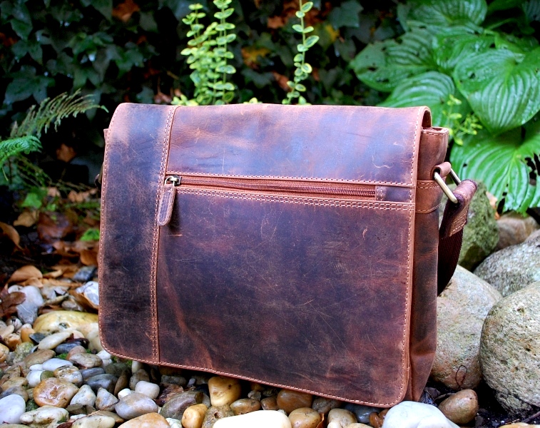 Panská hnedá melírovaná taška kožená crossbody tmavé kovanie brúsená koža veľká