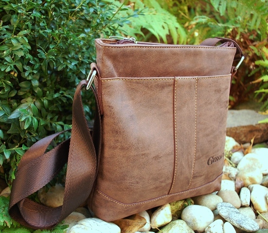  Pánska taška hnedá melírovaná štepovaná crossbody