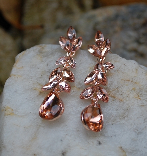 Náušnice rose gold brúsené sklo spoločenské