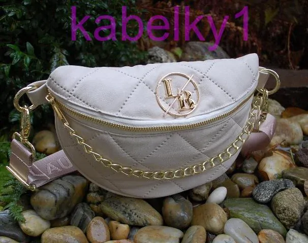 Kabelka smotanová zlatá ľadvinka zlatá retiazka Laura Biaggi