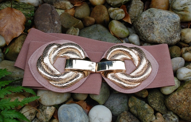 Opasok ružový pružný zlatá pracka 