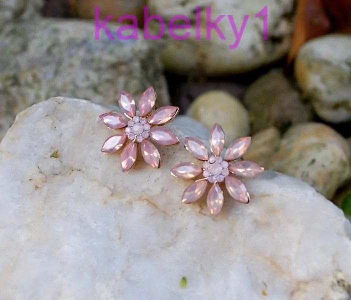 Náušnice rose gold zlatisté kvietky brúsené sklo 