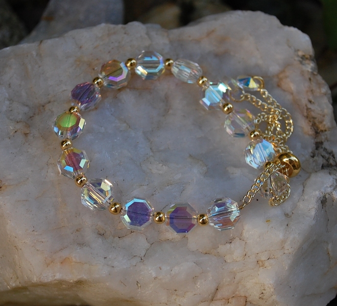  Náramok brúsené sklo dúhové meniace sklo 