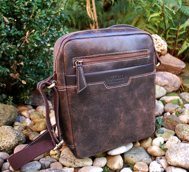  Panská hnedá melírovaná taška z kože WILD