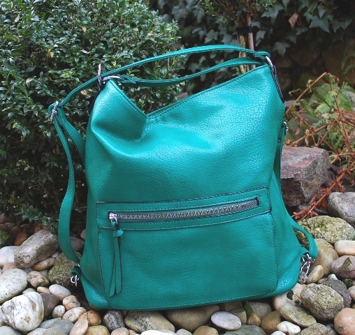 Kabelka zelená crossbody strieborné kovanie 
