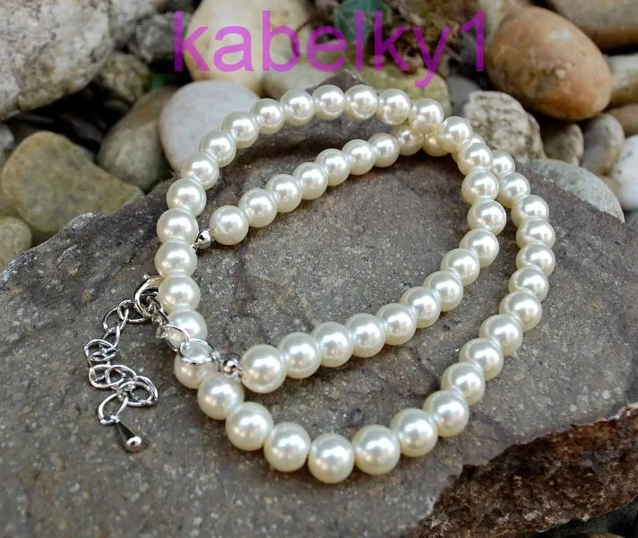 Náhrdelník smotanové perličky strieborná retiazka 