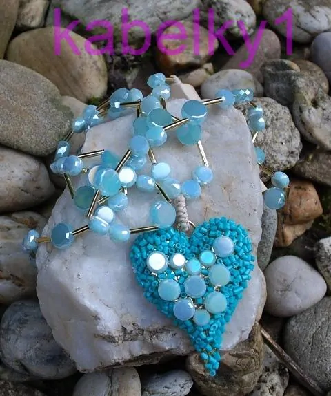Náhrdelník tyrkysové srdiečko modrá mint zlatá