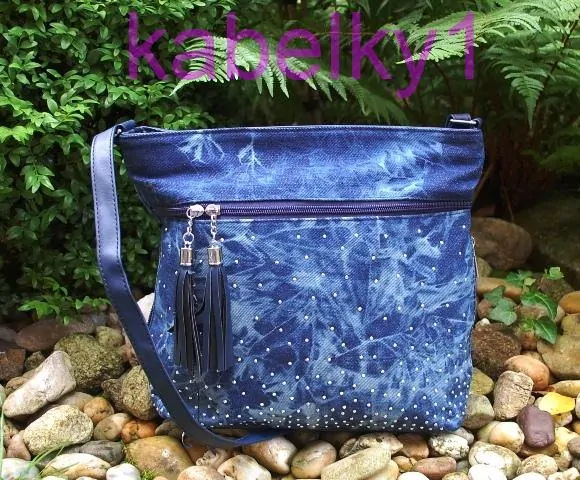 Kabelka modrá riflová strieborné kovanie kovanie crossbody 
