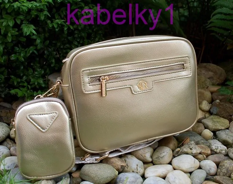 Kabelka zlatá zlaté zipsy ozdobné vrecko