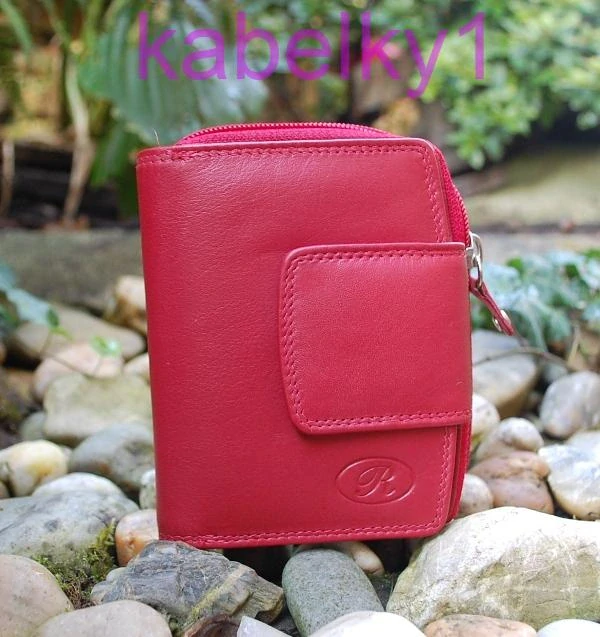 Dámska kožená peňaženka červená matná strieborné kovanie 