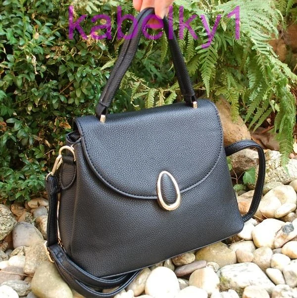 Kabelka čierna krátka rúčka dlhé ramienko