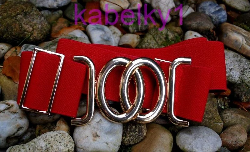 Opasok červený pružný zlatá pracka  