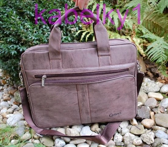 Pánska hnedá melírovaná aktovka kufrík veľká GESSACI