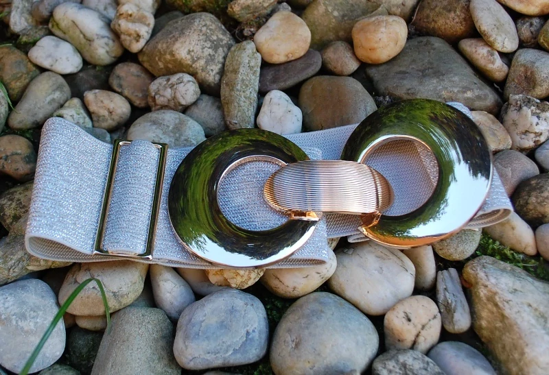 Opasok strieborný pružný zlatá pracka  