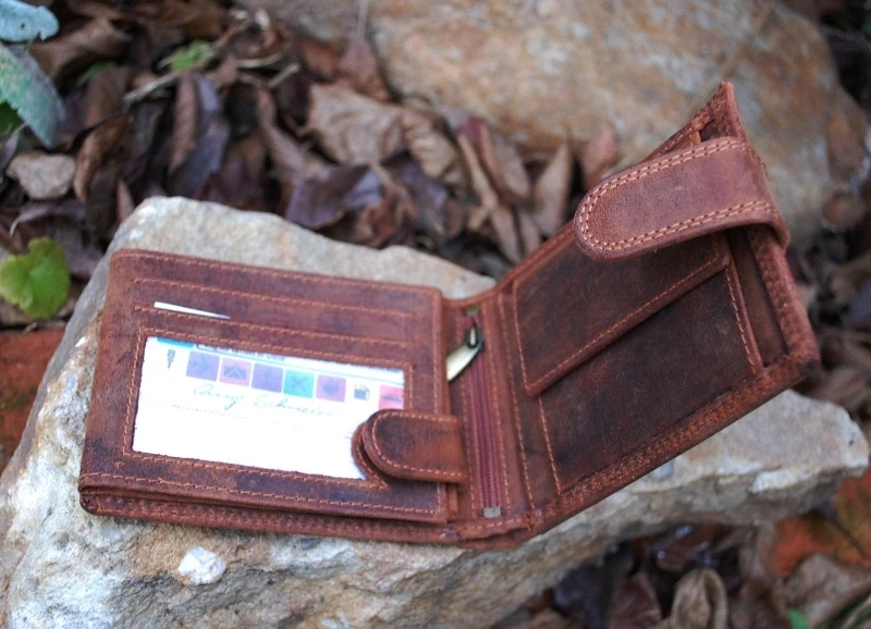 Pánska kožená peňaženka pracka hnedá koňaková brúsená WILD 