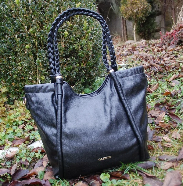 Kabelka čierna pletené rúčky dlhé ramienko 