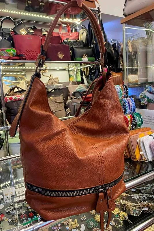 Kabelka hnedá koňaková crossbody tmavé kovanie