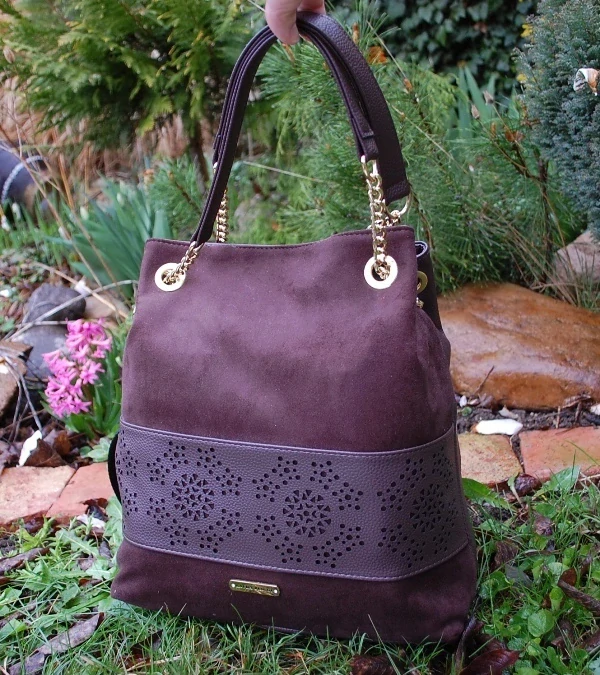 Kabelka hnedá zlatá zlaté retiazky LAURA BIAGGI