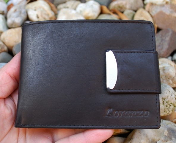 Pánska peňaženka čierna koža pracka strieborné kovanie Loranzo