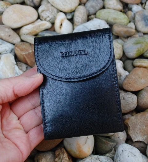 Púzdro čierne na doklady a karty hladká koža BELLUGIO