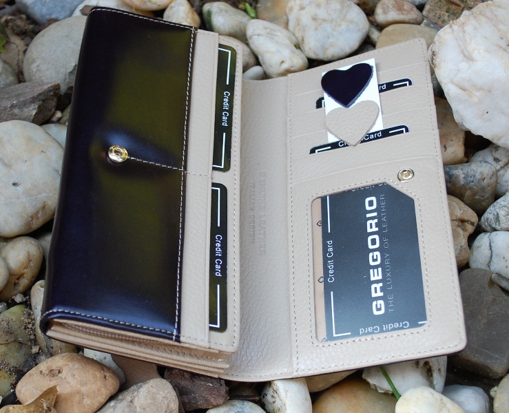 Dámska modrá peňaženka koža s leskom GREGORIO zipsy