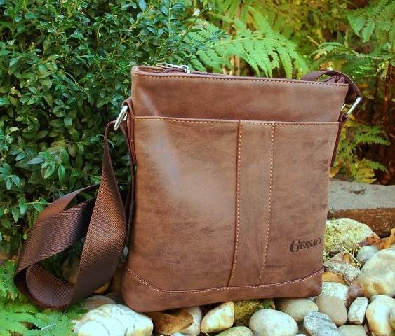  Pánska taška hnedá melírovaná štepovaná crossbody