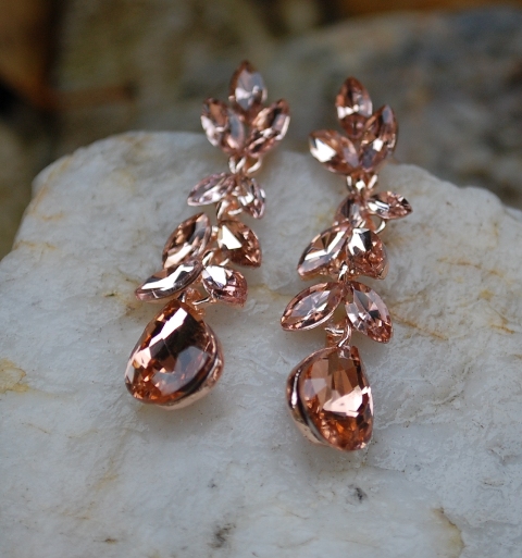 Náušnice rose gold brúsené sklo spoločenské