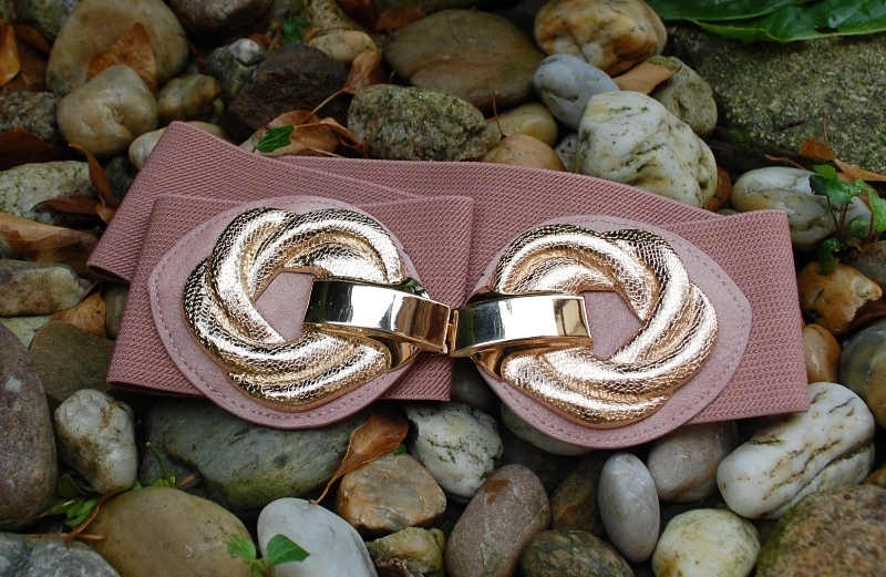 Opasok ružový pružný zlatá pracka 