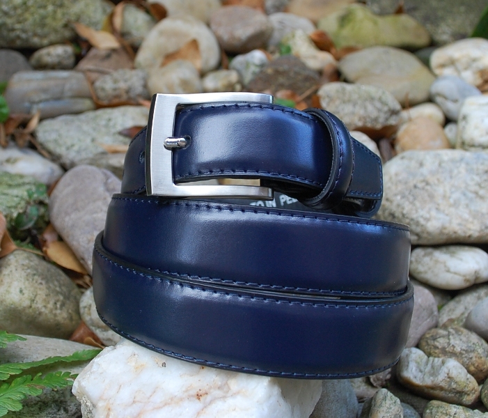 Opasok modrý tmavý strieborné tmavé kovanie 