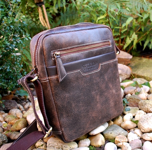  Panská hnedá melírovaná taška z kože WILD