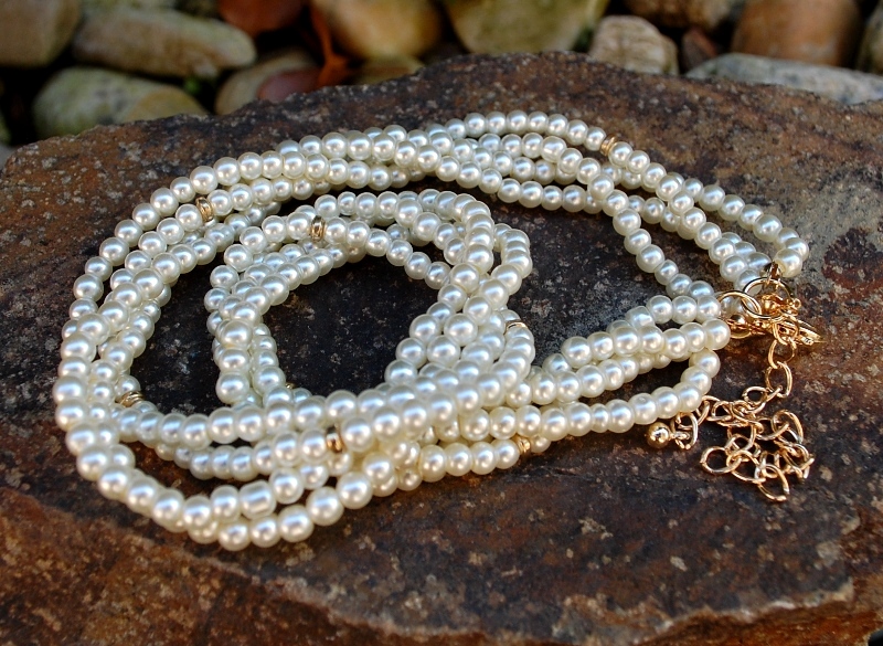 Náhrdelník perlový zlatá retiazka zlaté korálky