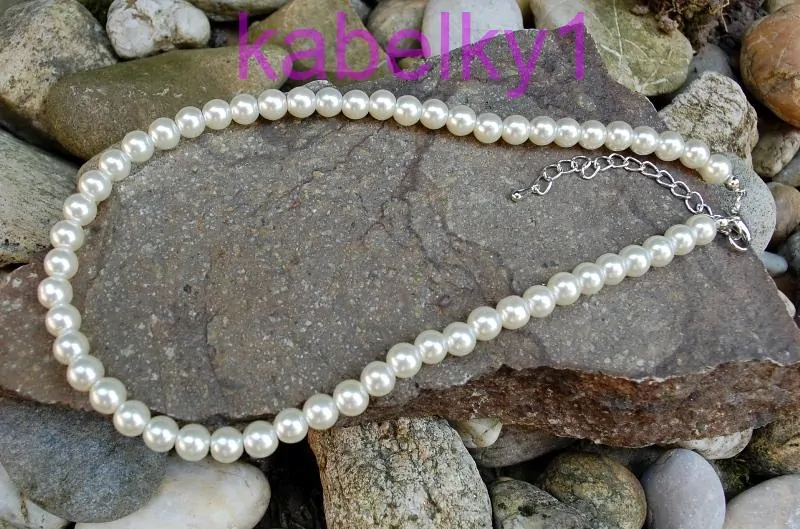 Náhrdelník smotanové perličky strieborná retiazka 