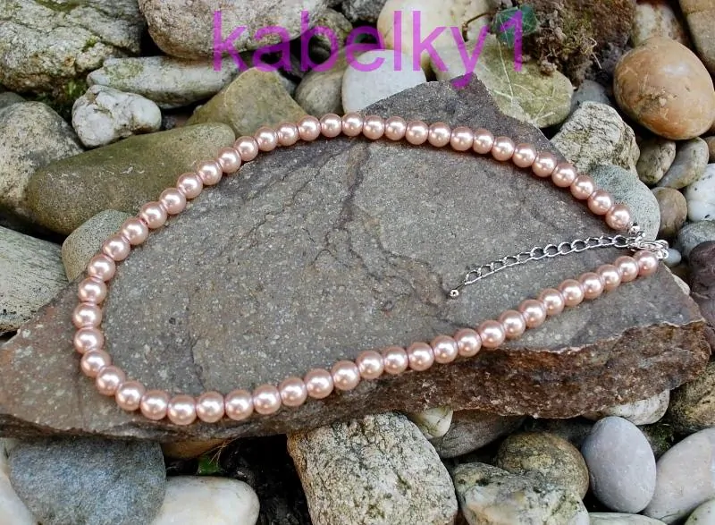 Náhrdelník rose gold perličky strieborná retiazka 