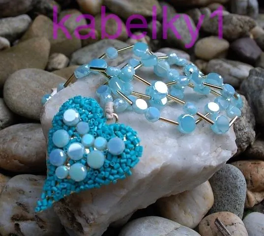 Náhrdelník tyrkysové srdiečko modrá mint zlatá