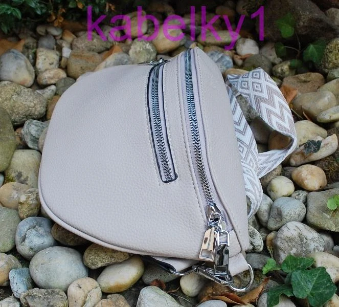 Krémová ľadvinka strieborné kovanie zipsy