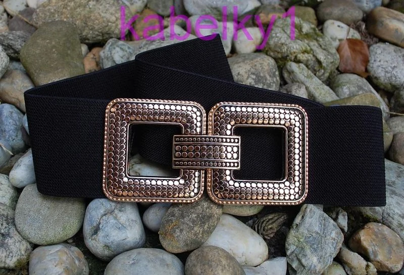 Opasok čierny pružný zlatá pracka 