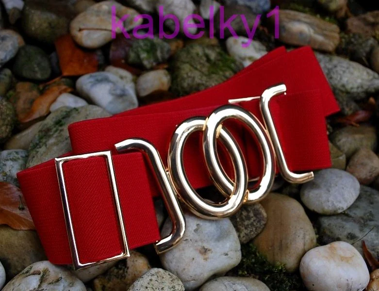 Opasok červený pružný zlatá pracka  